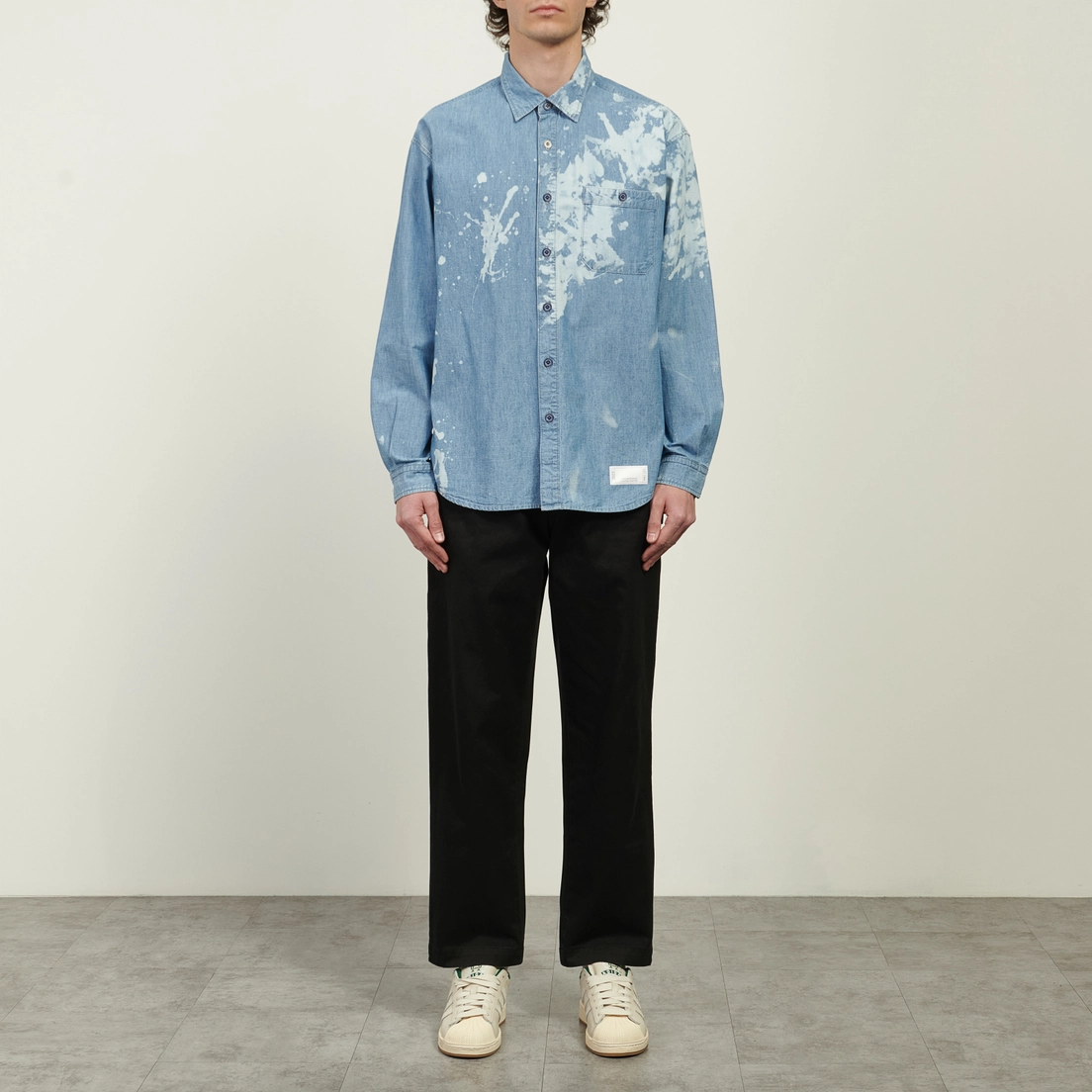 Neighborhood Мужская рубашка Garment Bleach Chambray