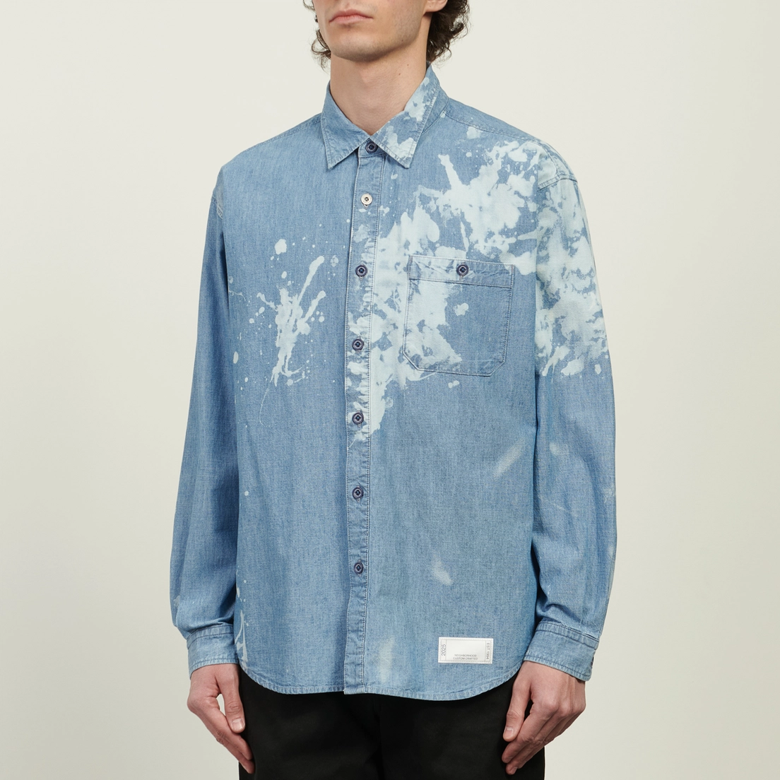 Neighborhood Мужская рубашка Garment Bleach Chambray