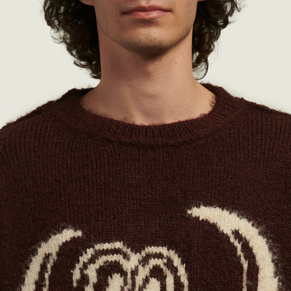 Мужской свитер WTAPS Crew Neck BVO, 252MADT-KNM02 BURGUNDY