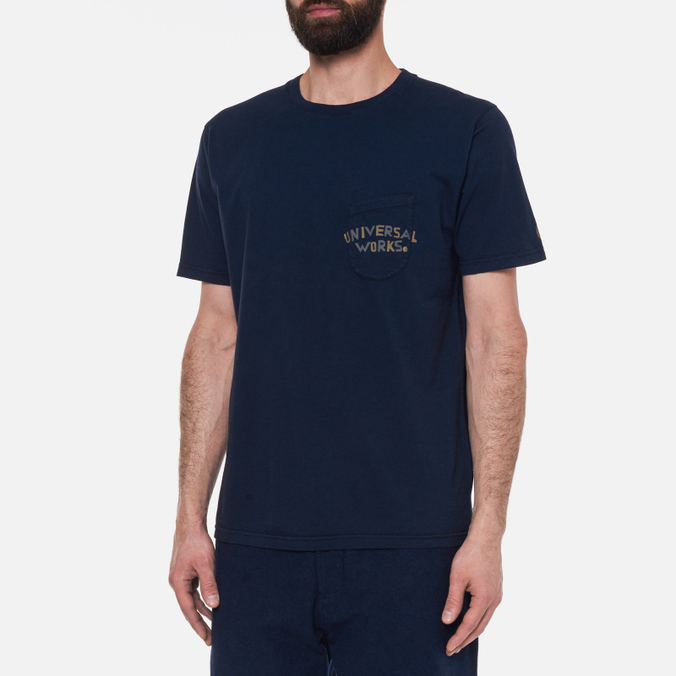 Мужская футболка Universal Works, цвет синий, размер XL 25611-DEEP BLUE Print Pocket Organic Jersey - фото 3