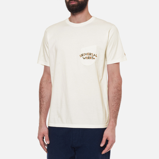 Мужская футболка Universal Works, цвет бежевый, размер XXL 25611-ECRU Print Pocket Organic Jersey - фото 3