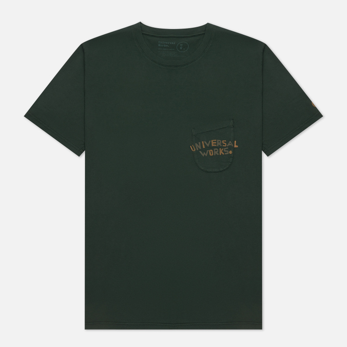Мужская футболка Universal Works, цвет зелёный, размер L 25611-FOREST GREEN Print Pocket Organic Jersey - фото 1