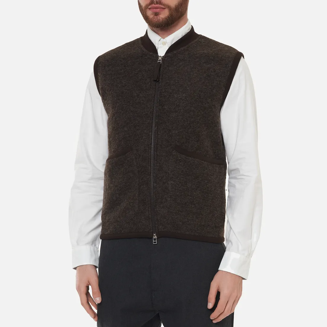 Universal Works Мужской жилет Zip Wool Fleece