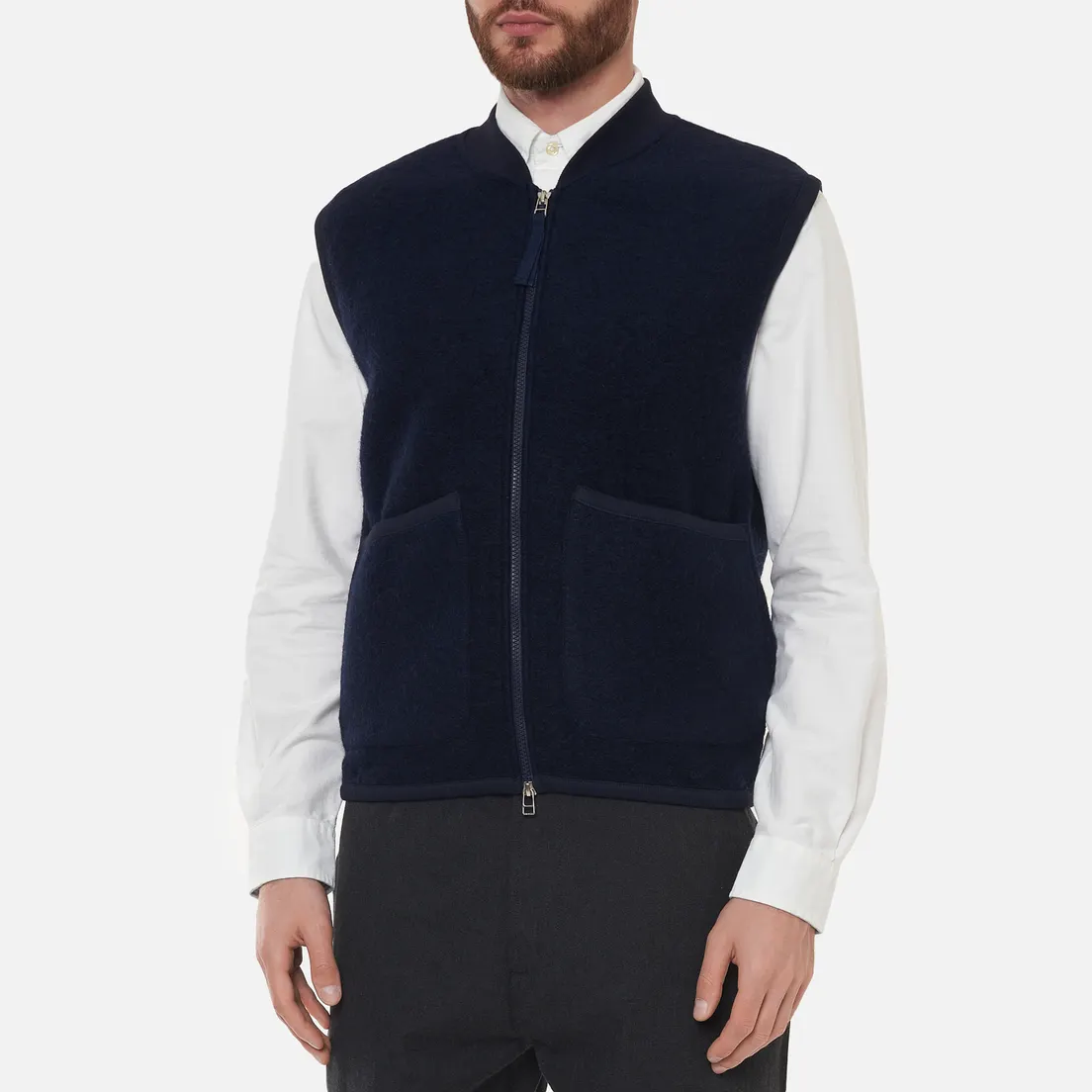 Universal Works Мужской жилет Zip Wool Fleece