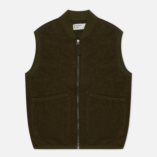 Мужской жилет Universal Works Zip Wool Fleece Olive