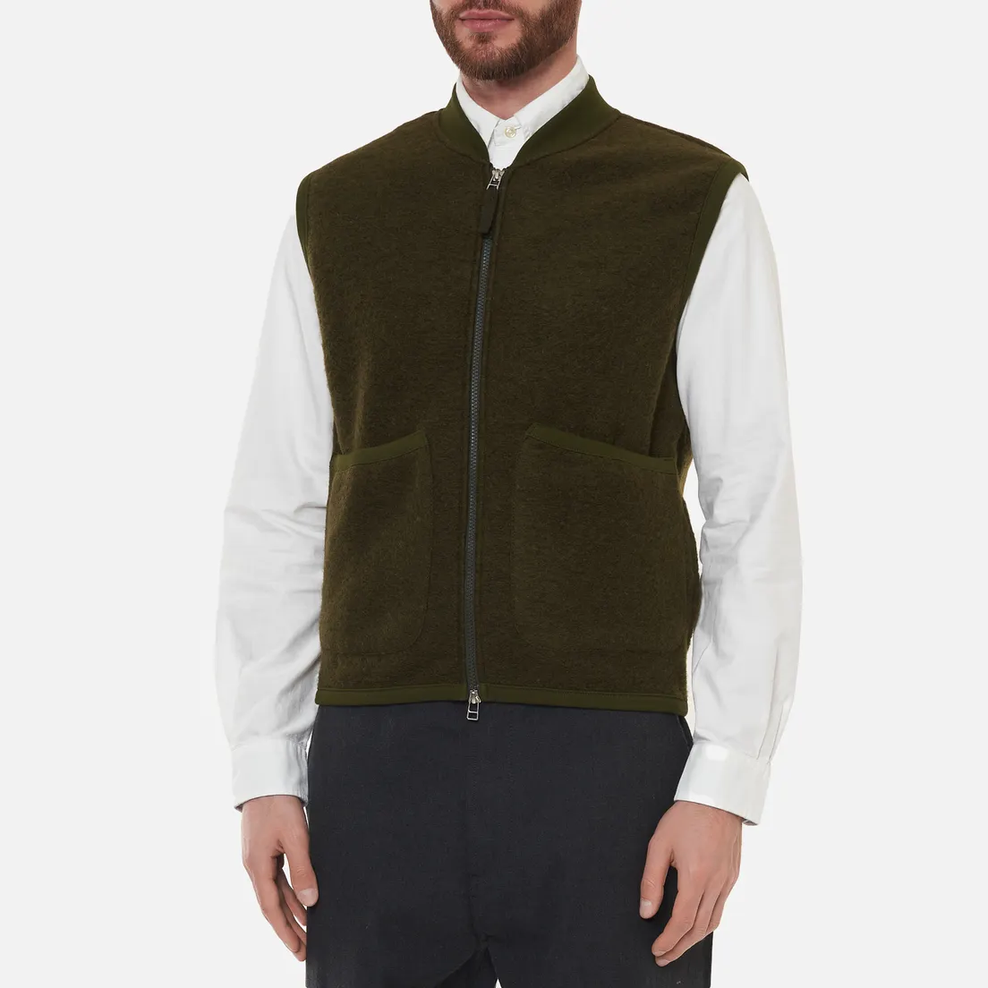Universal Works Мужской жилет Zip Wool Fleece