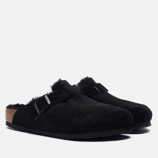 Сандалии Birkenstock Boston Suede Shearling Black