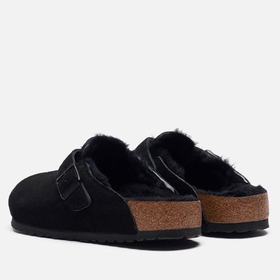 Сандалии Birkenstock Boston Suede Shearling Black