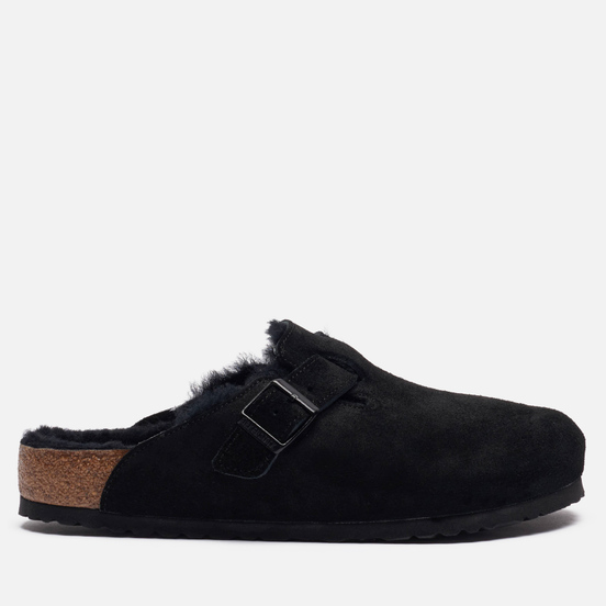 Сандалии Birkenstock Boston Suede Shearling Black
