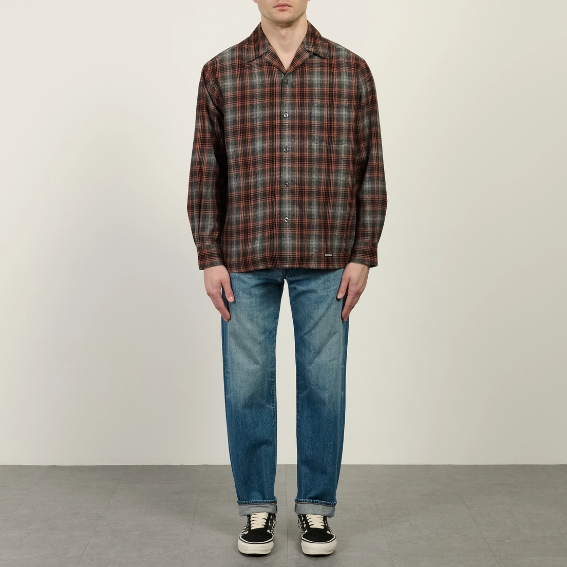 WACKO MARIA Мужская рубашка x Pendleton Wool Ombre Check Open Collar Type 2