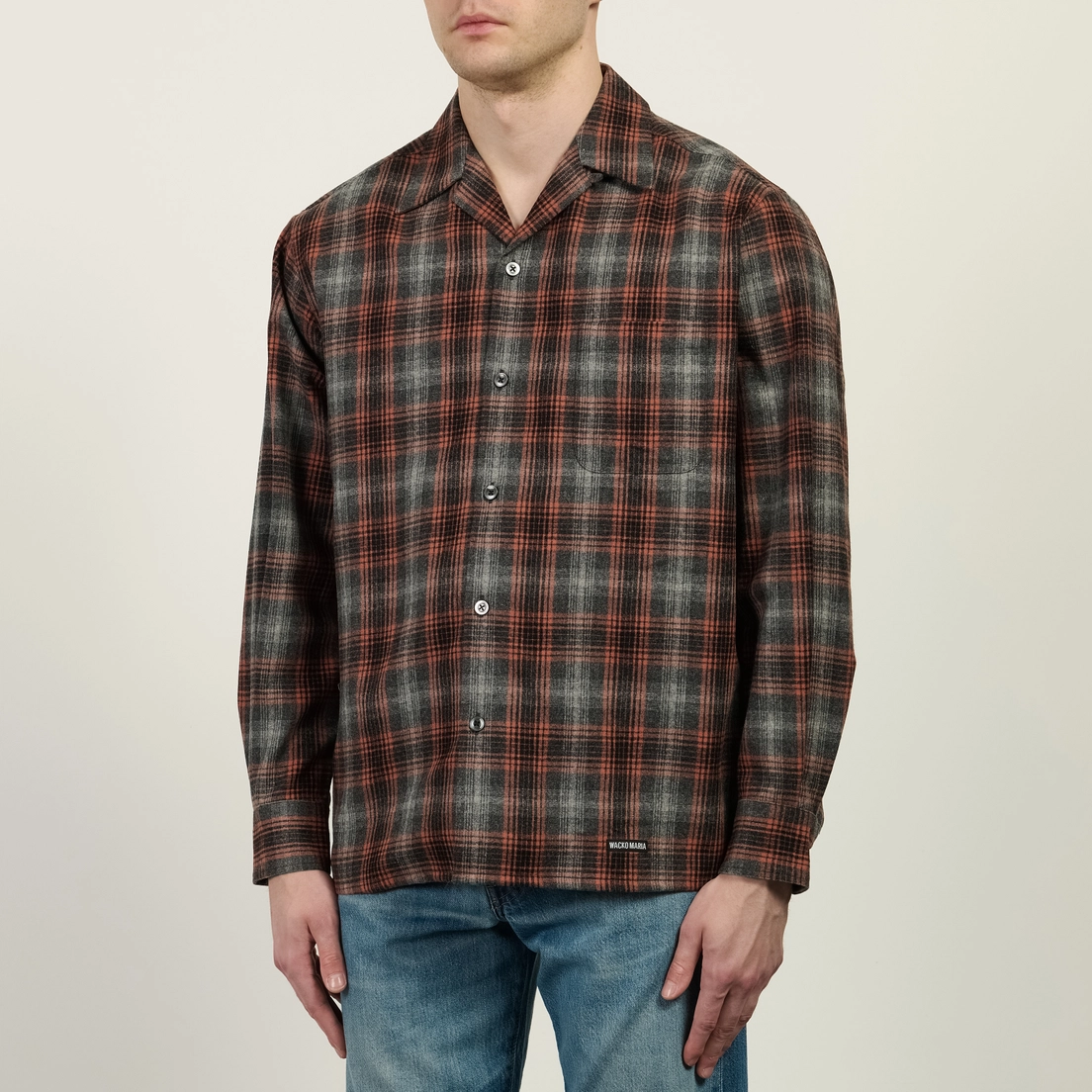 WACKO MARIA Мужская рубашка x Pendleton Wool Ombre Check Open Collar Type 2