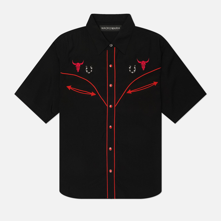 Мужская рубашка WACKO MARIA Western S/S Type 5, цвет чёрный, размер S
