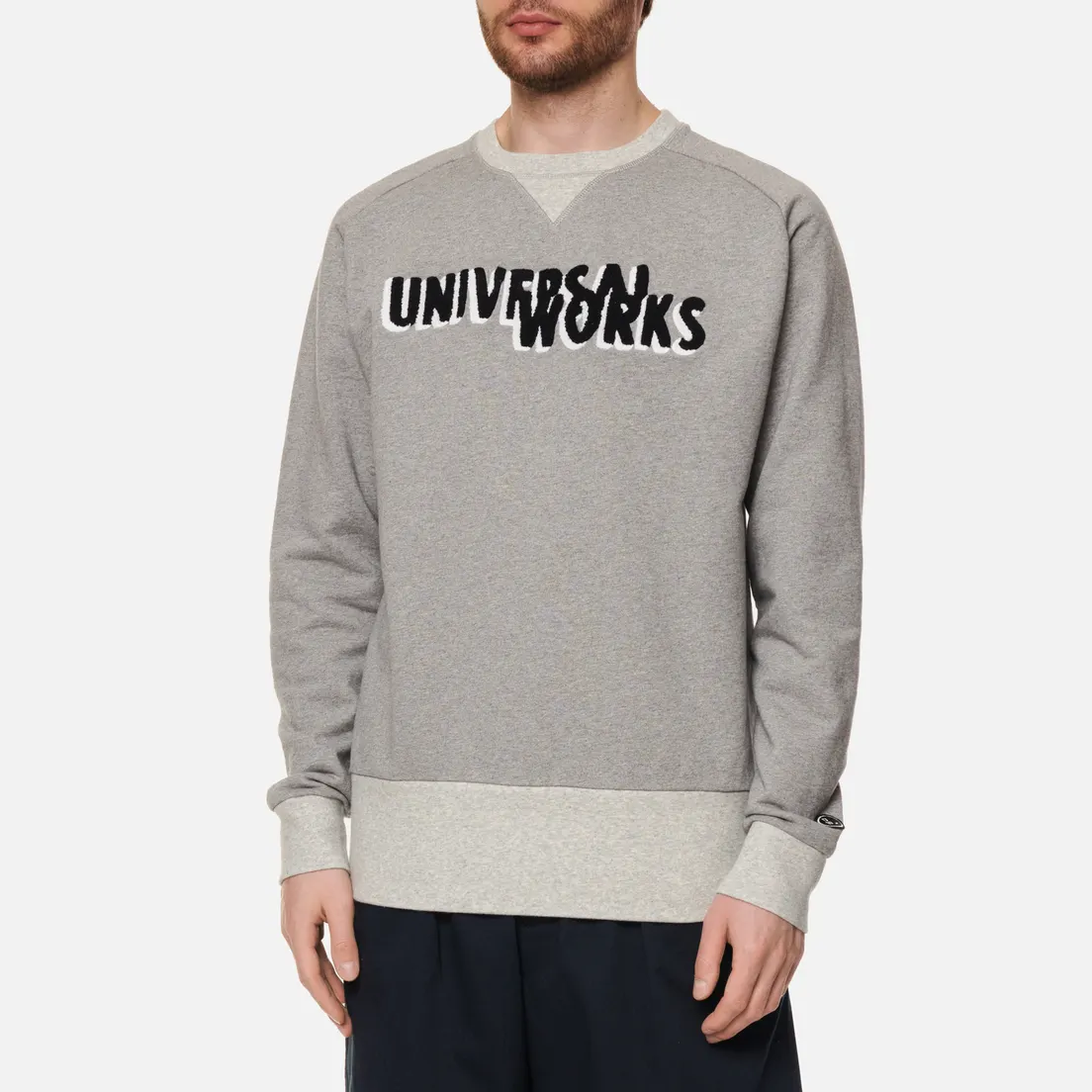 Universal Works Мужская толстовка Embroidered Mr K Crew Marl Fleece