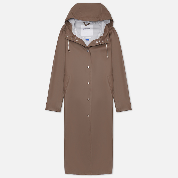Женская куртка дождевик Stutterheim Mosebacke Long Print, цвет коричневый