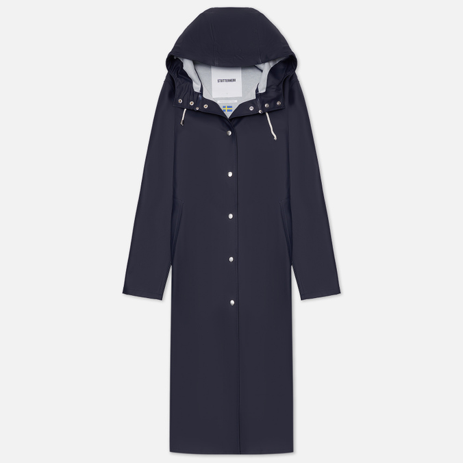 Женская куртка дождевик Stutterheim Mosebacke Long Print, цвет синий