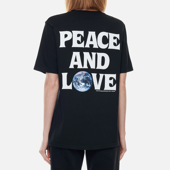 Женская футболка Stussy Peace And Love Pigment Dyed Black