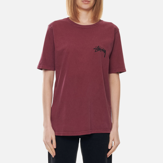 Женская футболка Stussy Peace And Love Pigment Dyed Wine