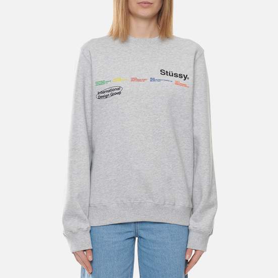 Женская толстовка Stussy City Banners Crew Ash Heather
