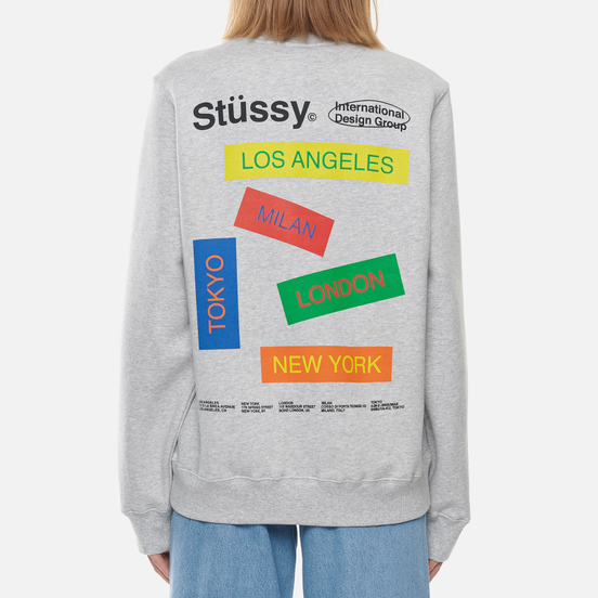 Женская толстовка Stussy City Banners Crew Ash Heather