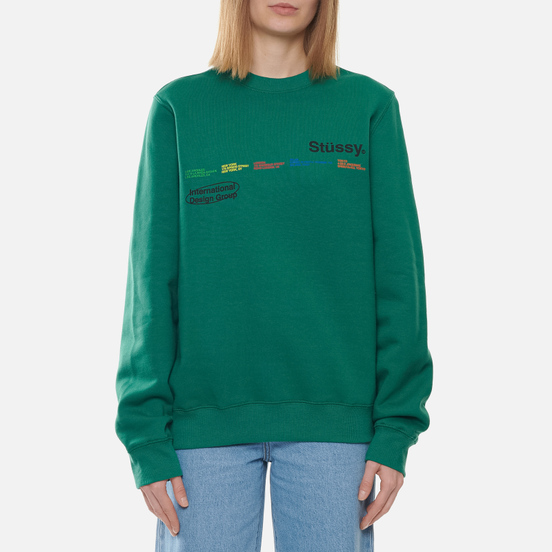 Женская толстовка Stussy City Banners Crew Dark Green