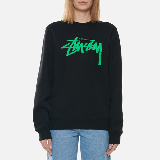 Женская толстовка Stussy Stock Logo Crew Black