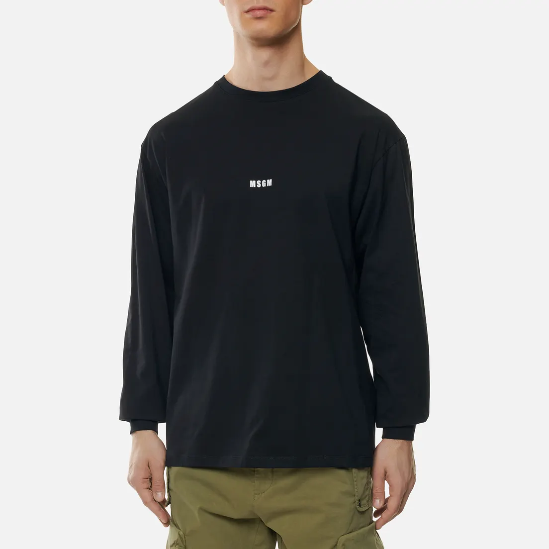 MSGM Мужской лонгслив Micro Logo Crew Neck
