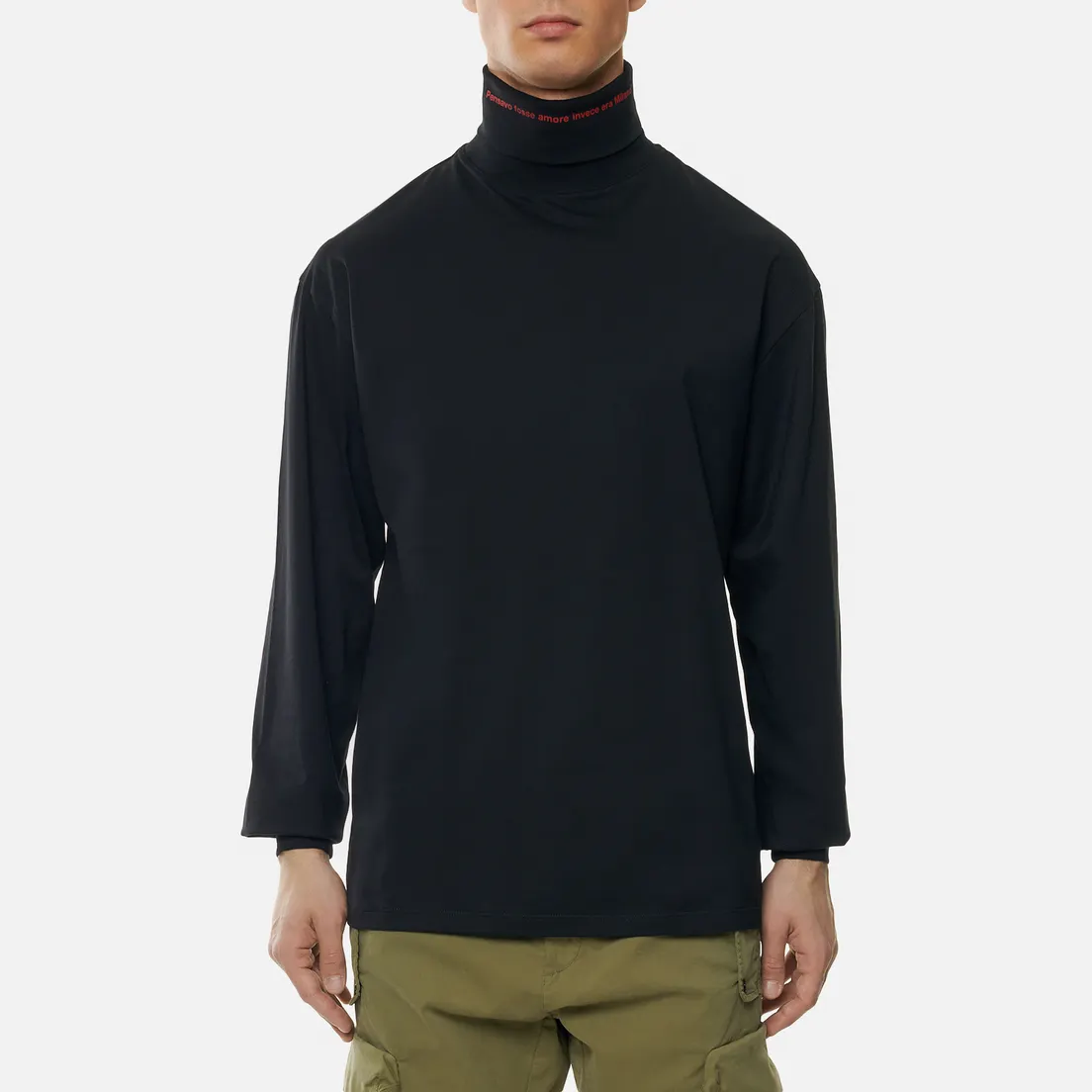 MSGM Мужской лонгслив Slogan Print Hign Neck