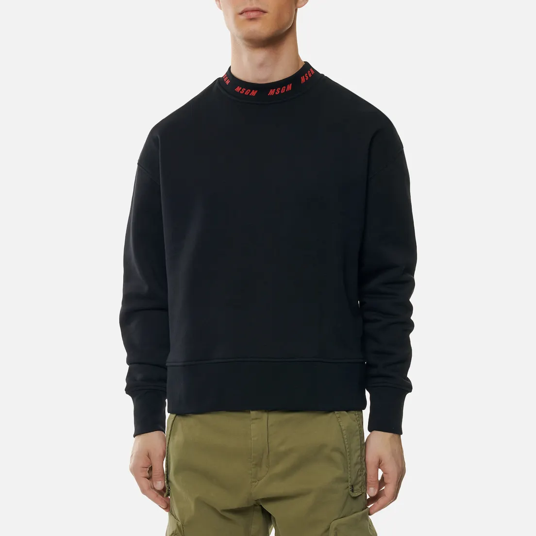 MSGM Мужская толстовка Logo Print Scoop Neck