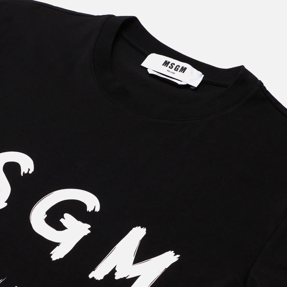 MSGM Мужская футболка Paint Brushed Logo Crew Neck