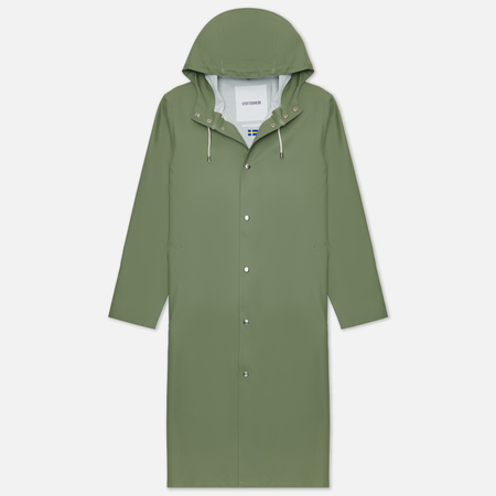 фото Мужская куртка дождевик stutterheim stockholm long print, цвет зелёный, размер xs