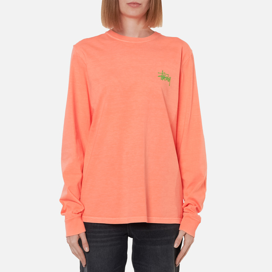 Женский лонгслив Stussy Basic Stussy Pigment Dyed Neon Orange