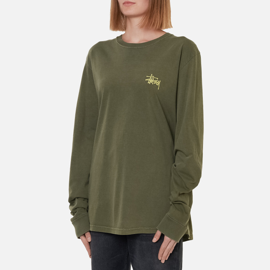 Женский лонгслив Stussy Basic Stussy Pigment Dyed Olive