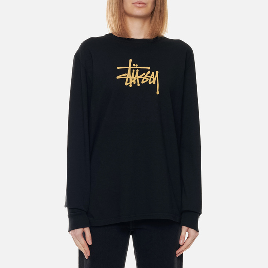 Женский лонгслив Stussy Basic Stussy Logo Pigment Dyed Black
