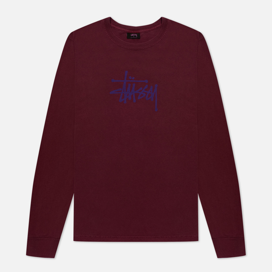Женский лонгслив Stussy Basic Stussy Logo Pigment Dyed Wine