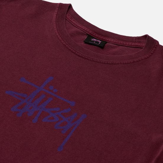 Женский лонгслив Stussy Basic Stussy Logo Pigment Dyed Wine