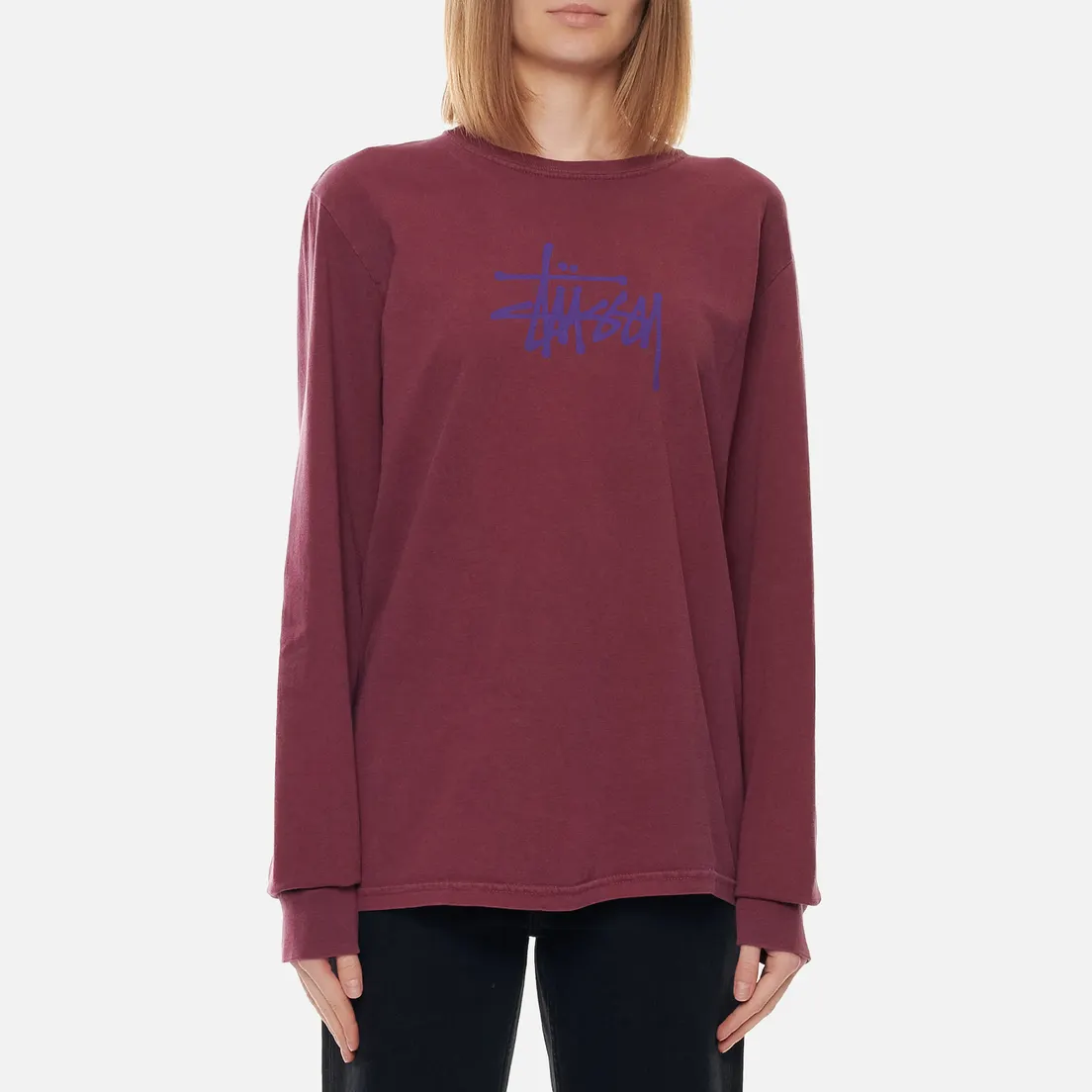 Stussy Женский лонгслив Basic Stussy Logo Pigment Dyed
