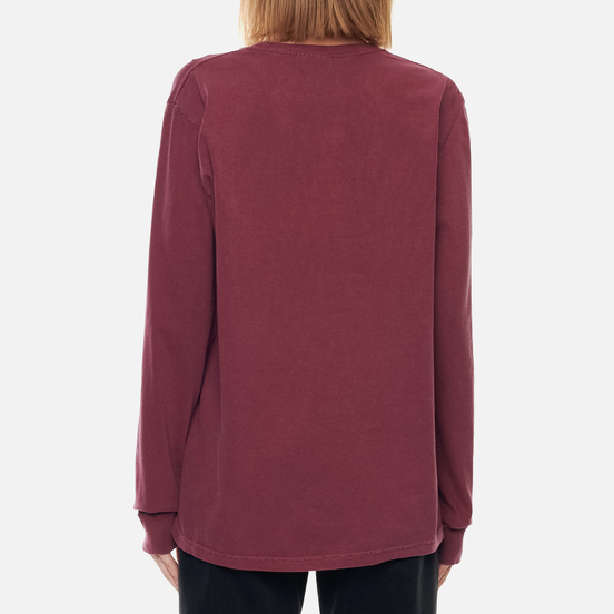 Женский лонгслив Stussy Basic Stussy Logo Pigment Dyed Wine