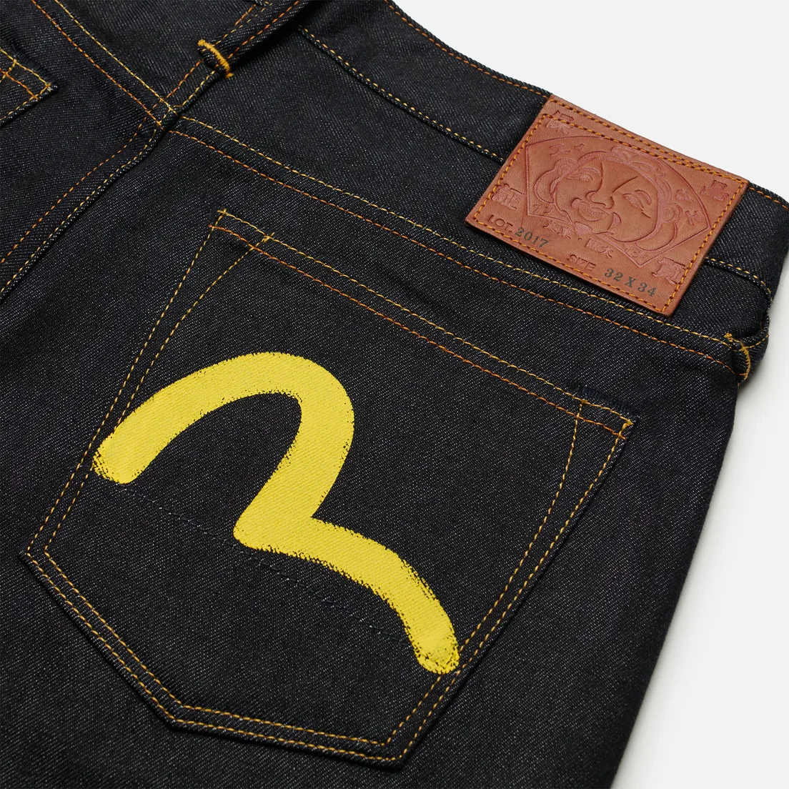 Evisu Мужские джинсы 2017 Yellow Seagull Print