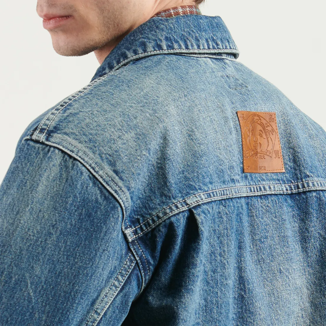 Evisu Мужская джинсовая куртка Washed Big Pockets Denim