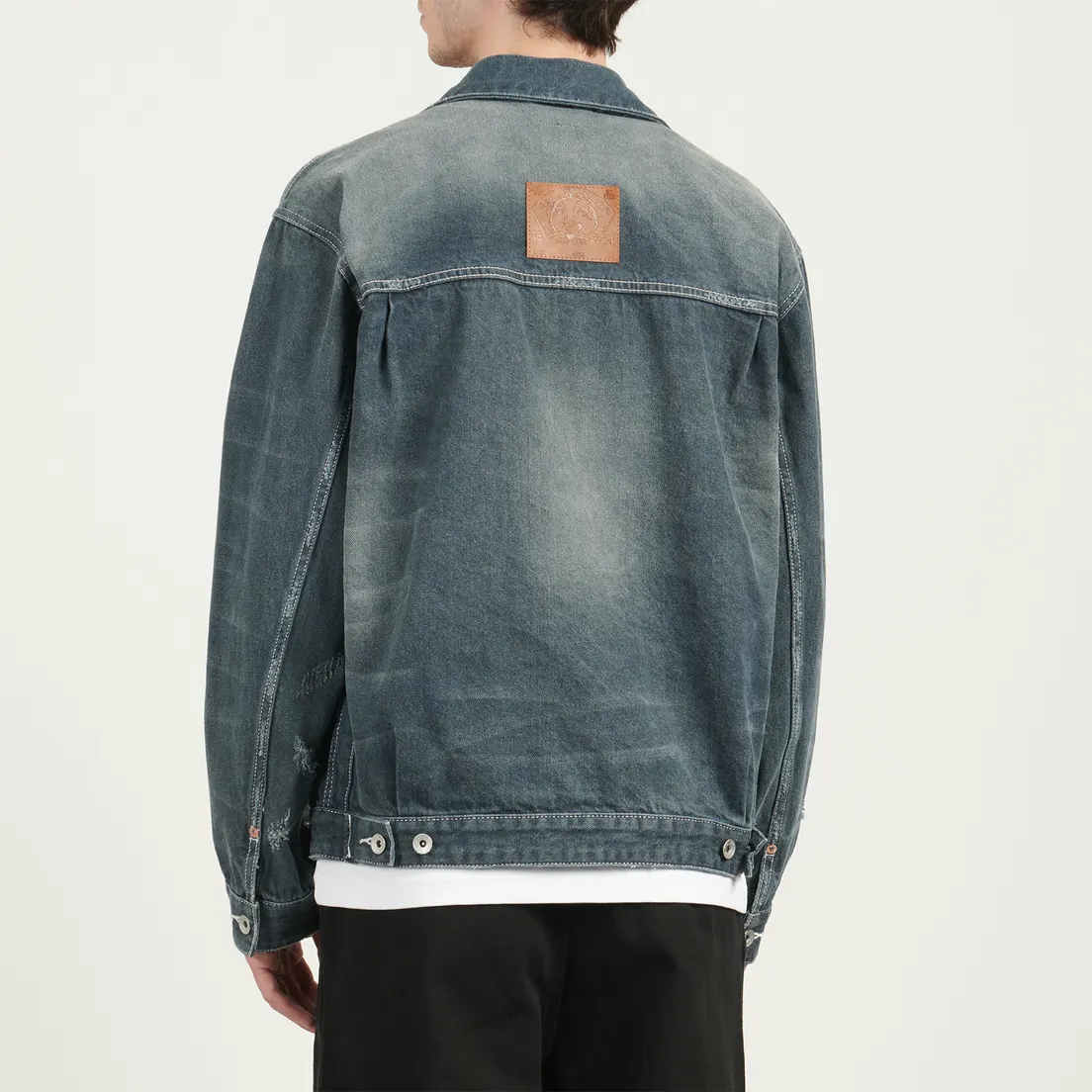 Evisu Мужская джинсовая куртка Washed Big Pockets Denim