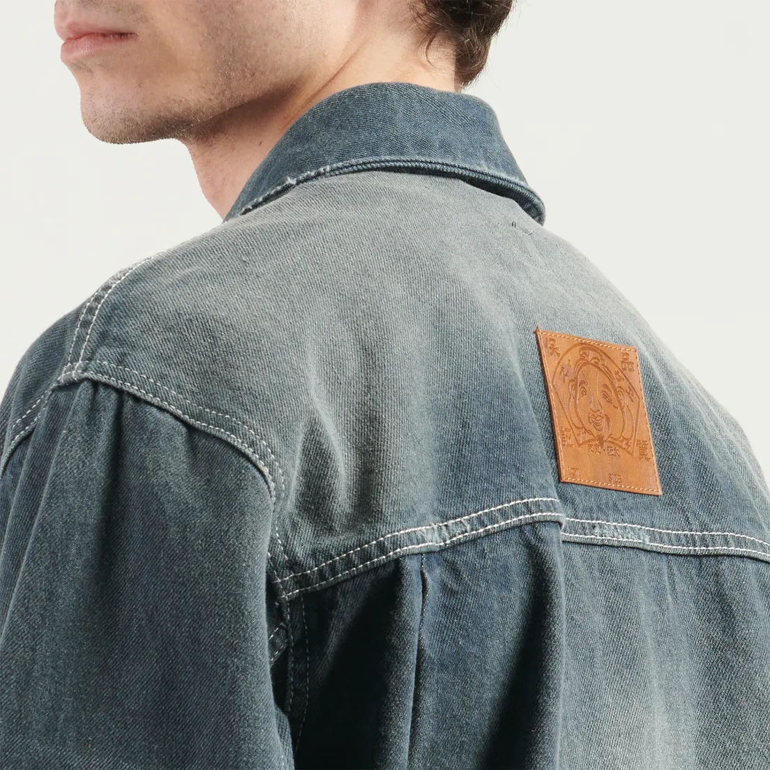 Evisu Мужская джинсовая куртка Washed Big Pockets Denim