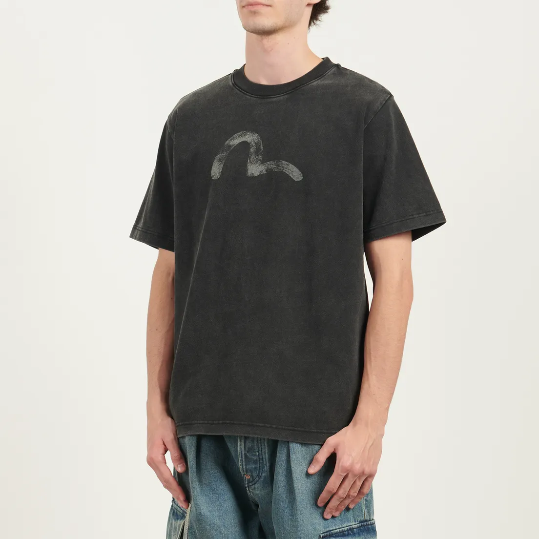 Evisu Мужская футболка Hand-Drawn Seagull Print Relax Fit