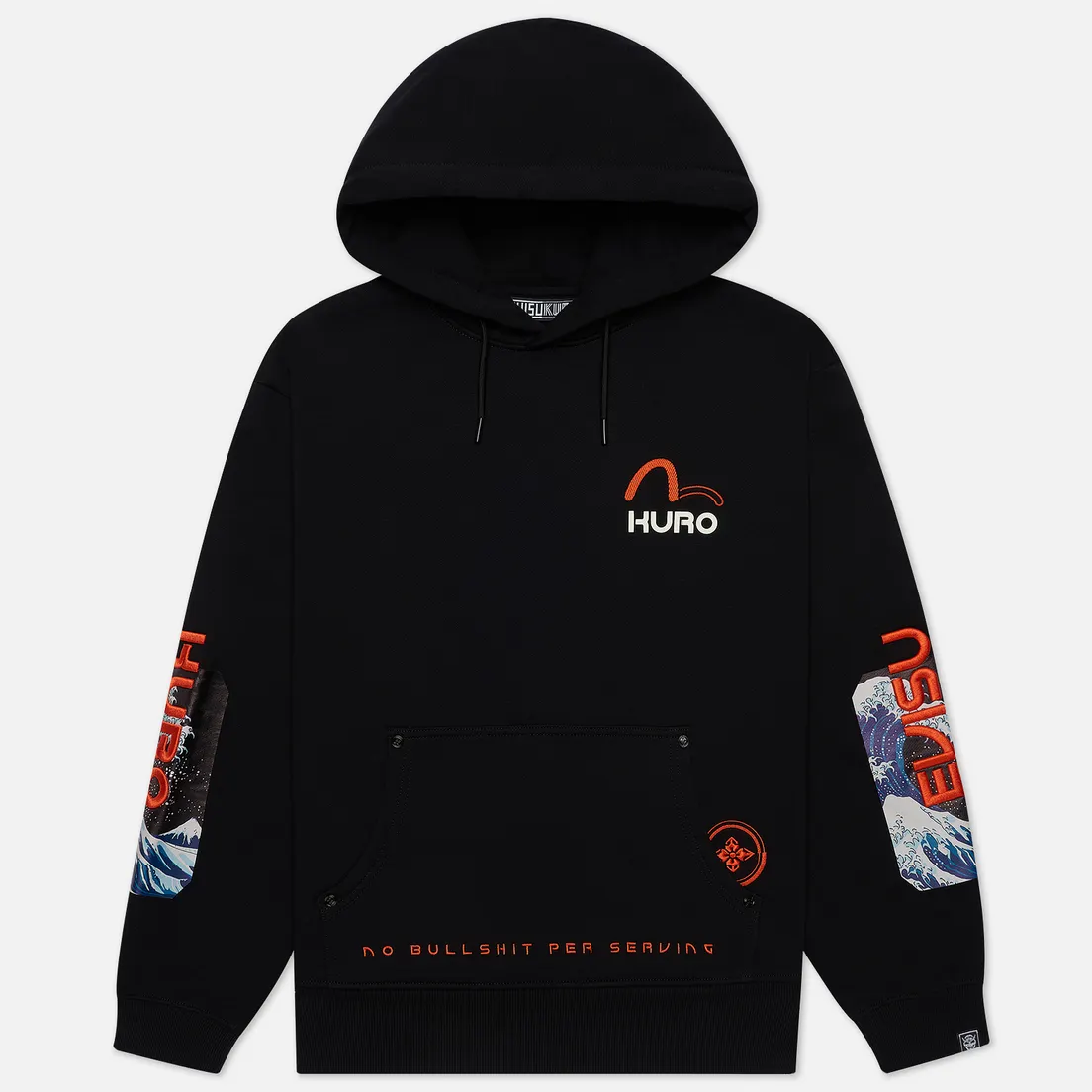 Evisu Мужская толстовка Great Waves Elbow Patch Hooded