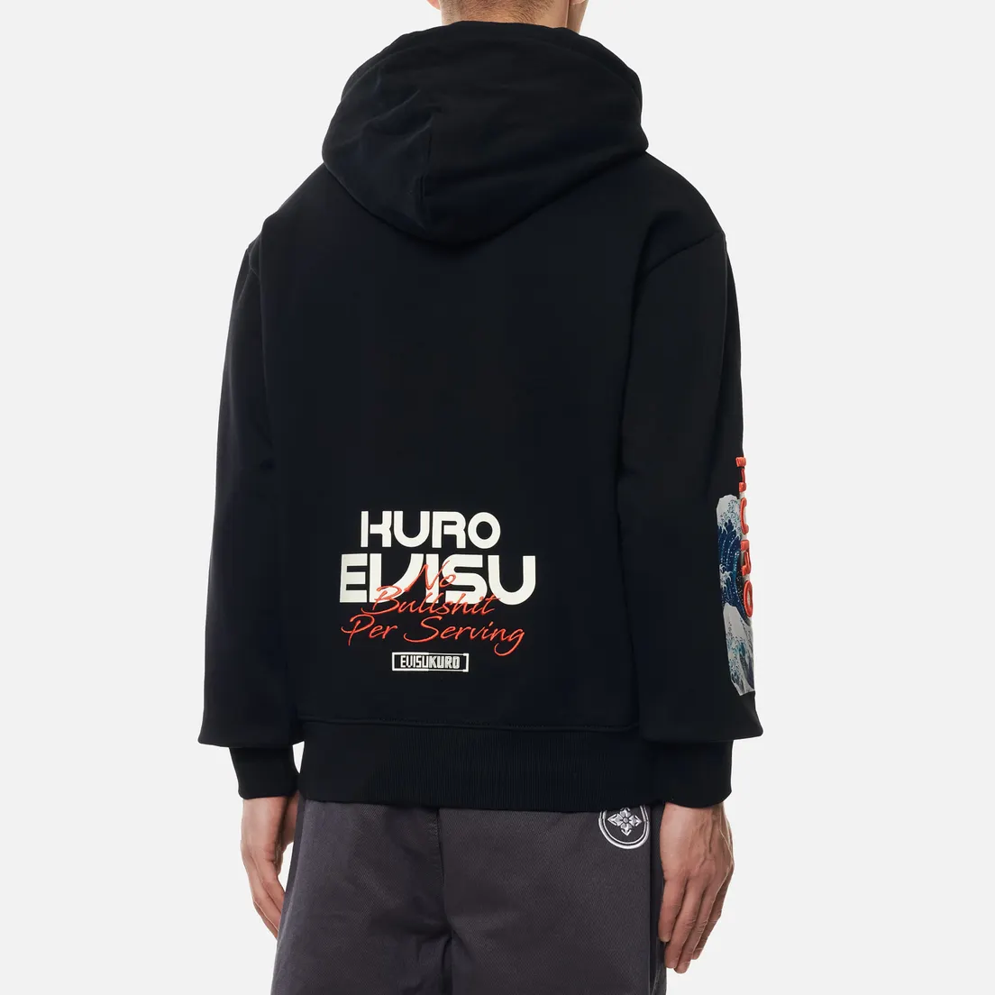 Evisu Мужская толстовка Great Waves Elbow Patch Hooded