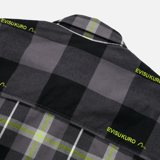 Мужская рубашка Evisu Evisukuro Oversized Contrast Plaid Flannel Green Check