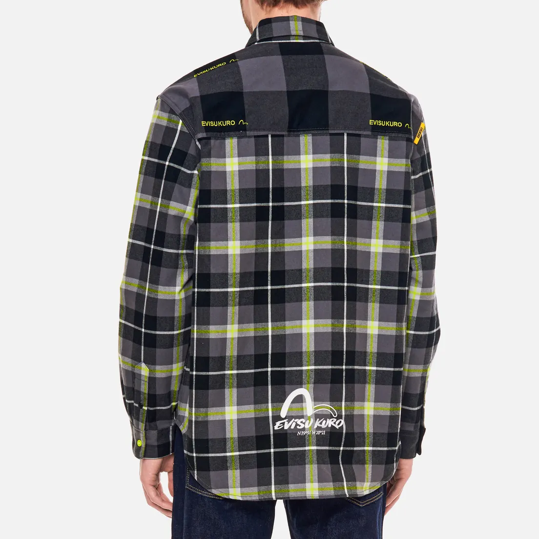 Evisu Мужская рубашка Evisukuro Oversized Contrast Plaid Flannel