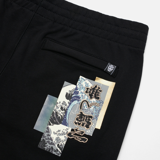 Мужские брюки Evisu Evisukuro Stretch Over Logo Great Waves Print Black