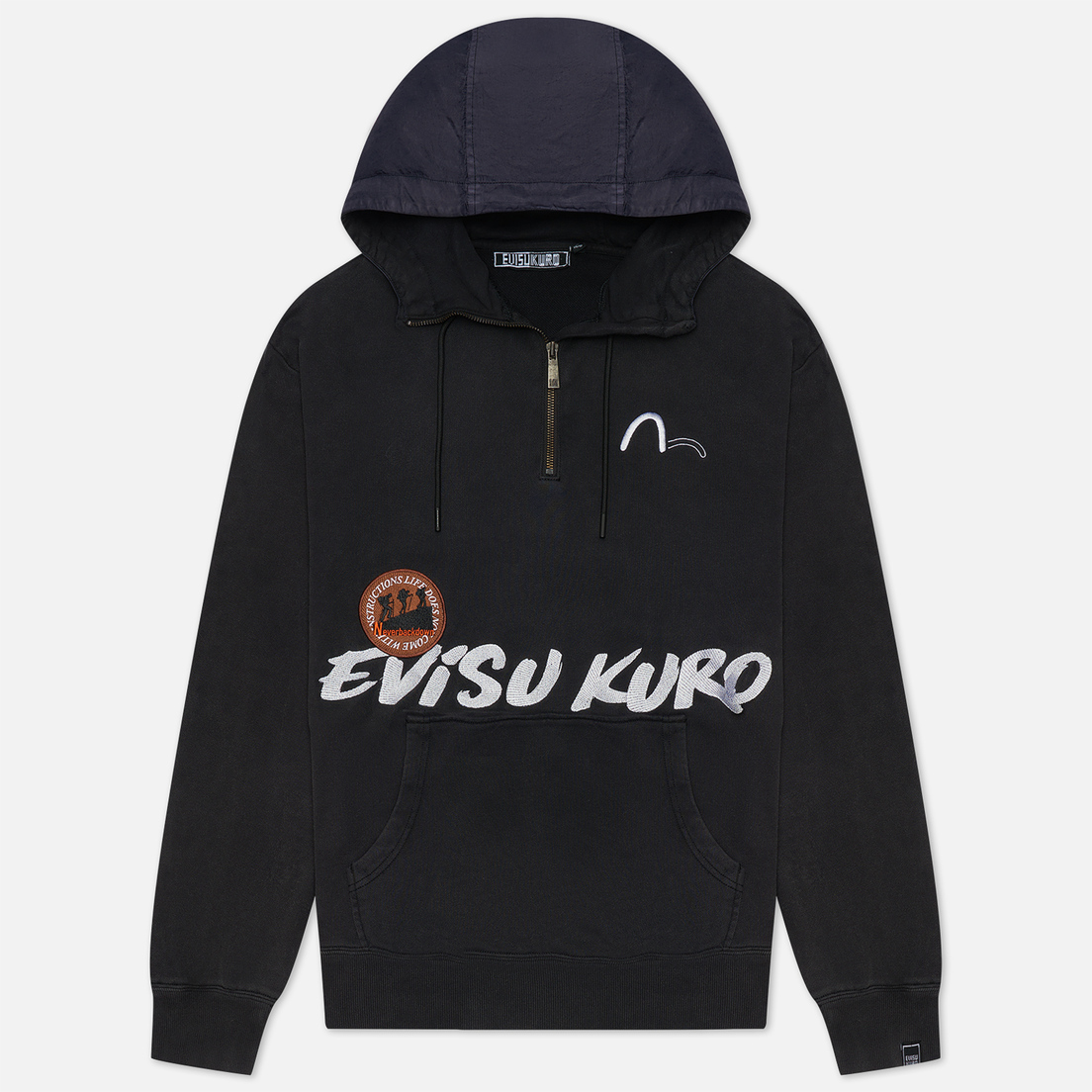 Evisu Мужская толстовка Evisukuro Garment Pigment Dyed Half-Zip Hoodie