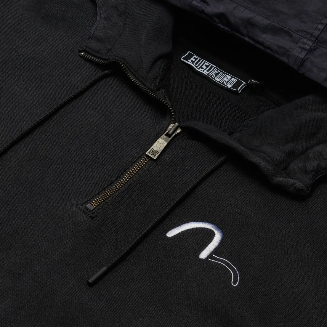 Evisu Мужская толстовка Evisukuro Garment Pigment Dyed Half-Zip Hoodie