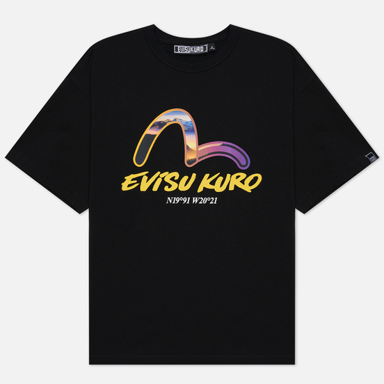 Мужская футболка Evisu Evisukuro Twilight Seagull Oversized Black